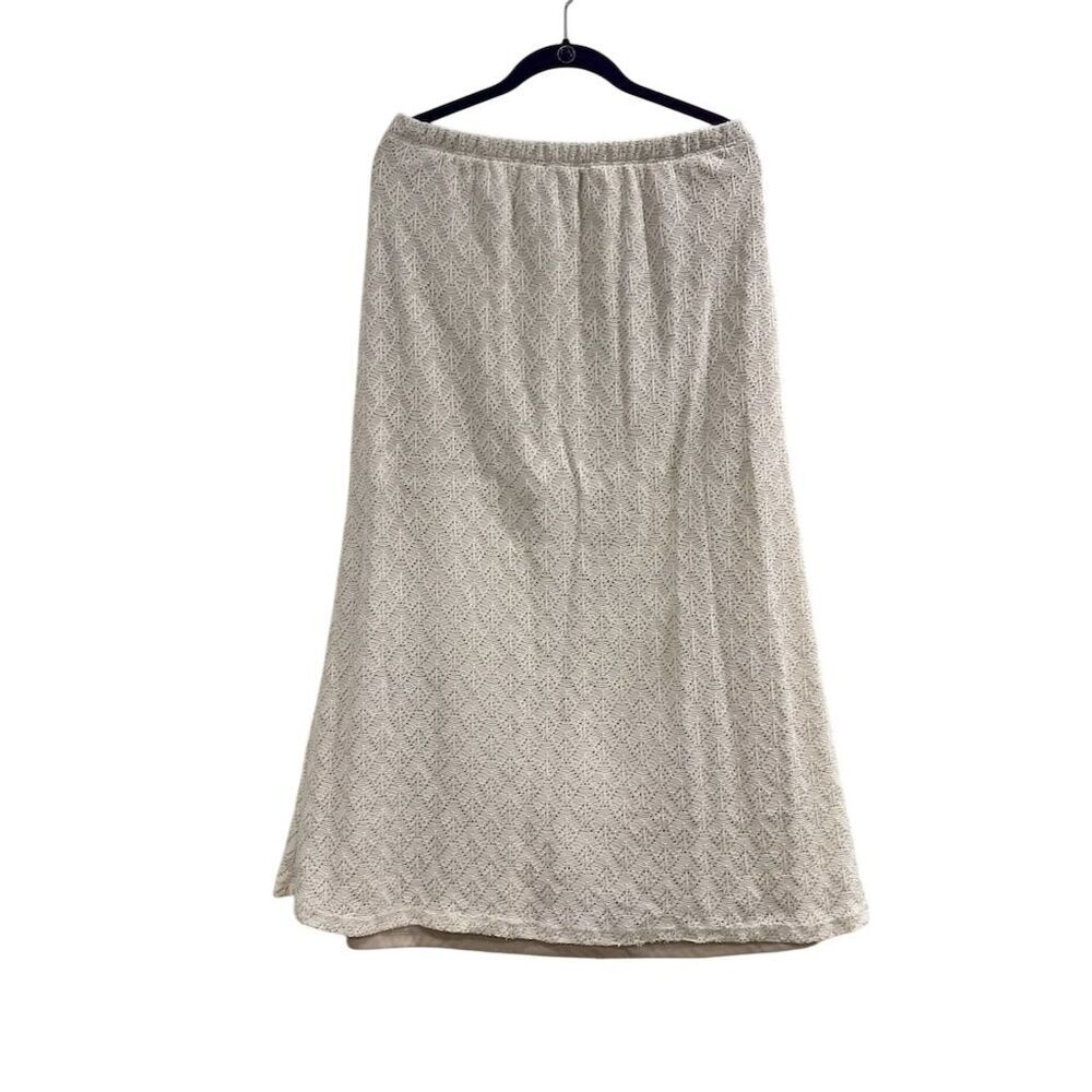 Final Touch Women's Ivory Textured Maxi Skirt Size L Casual Formal